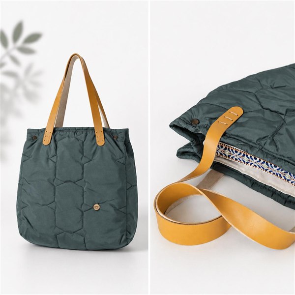 Yeşil Kapitone Organizer Tote Çanta