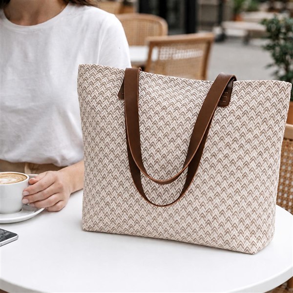 Bej Monogram Döşemelik Tote Çanta