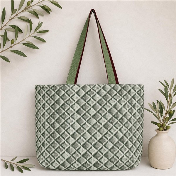 Yeşil Kapitone Kolon Saplı Tote Çanta